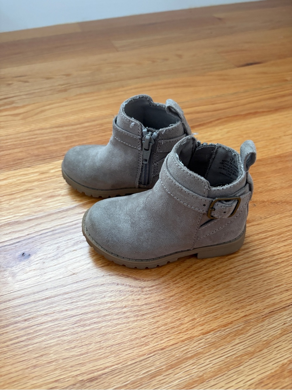 Old Navy Kids Taupe Suede Ankle Boots with Side Zip